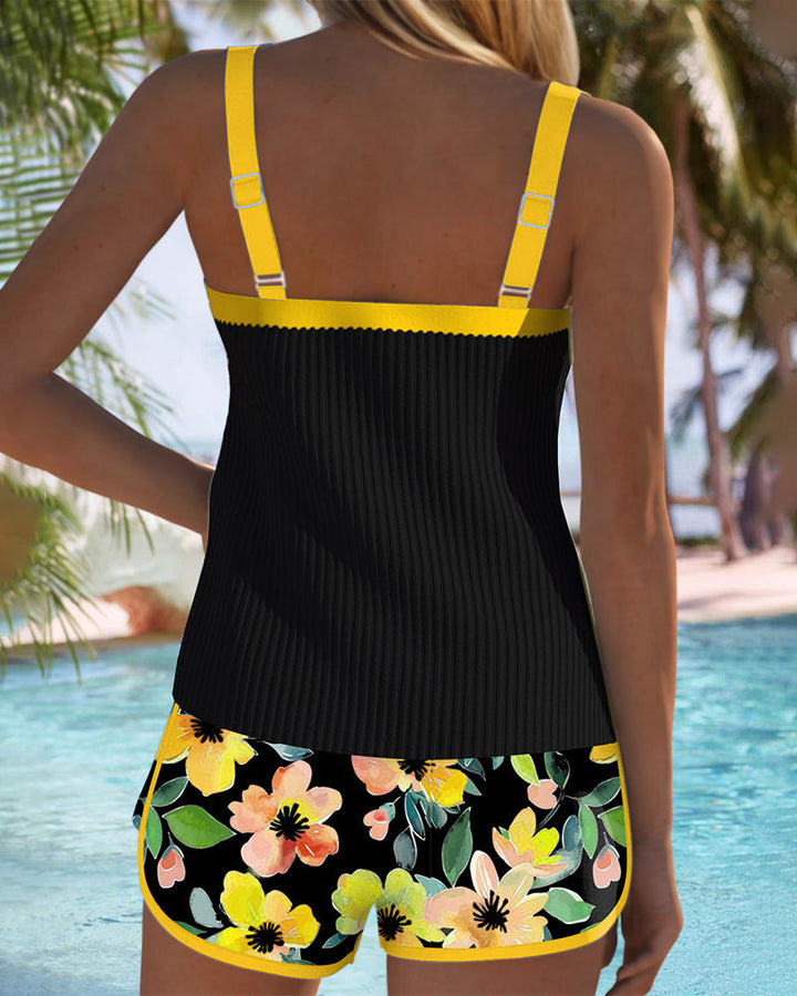 Premium women's elegant two-piece tankini swimsuit set; ideal for sophisticated beachwear.