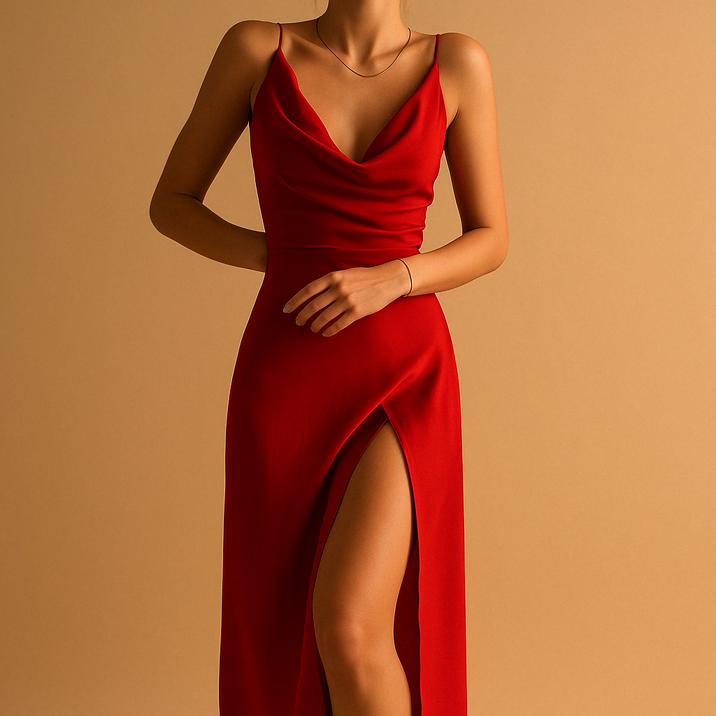 Timeless V-neck maxi dress for women. Elegant & versatile, suitable for formal events or casual summer wear.
