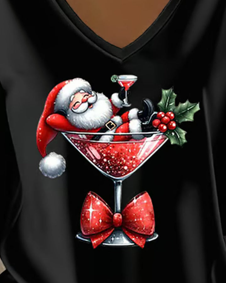 Model wearing an elegant women's V-neck top, showcasing its flattering and comfortable design.