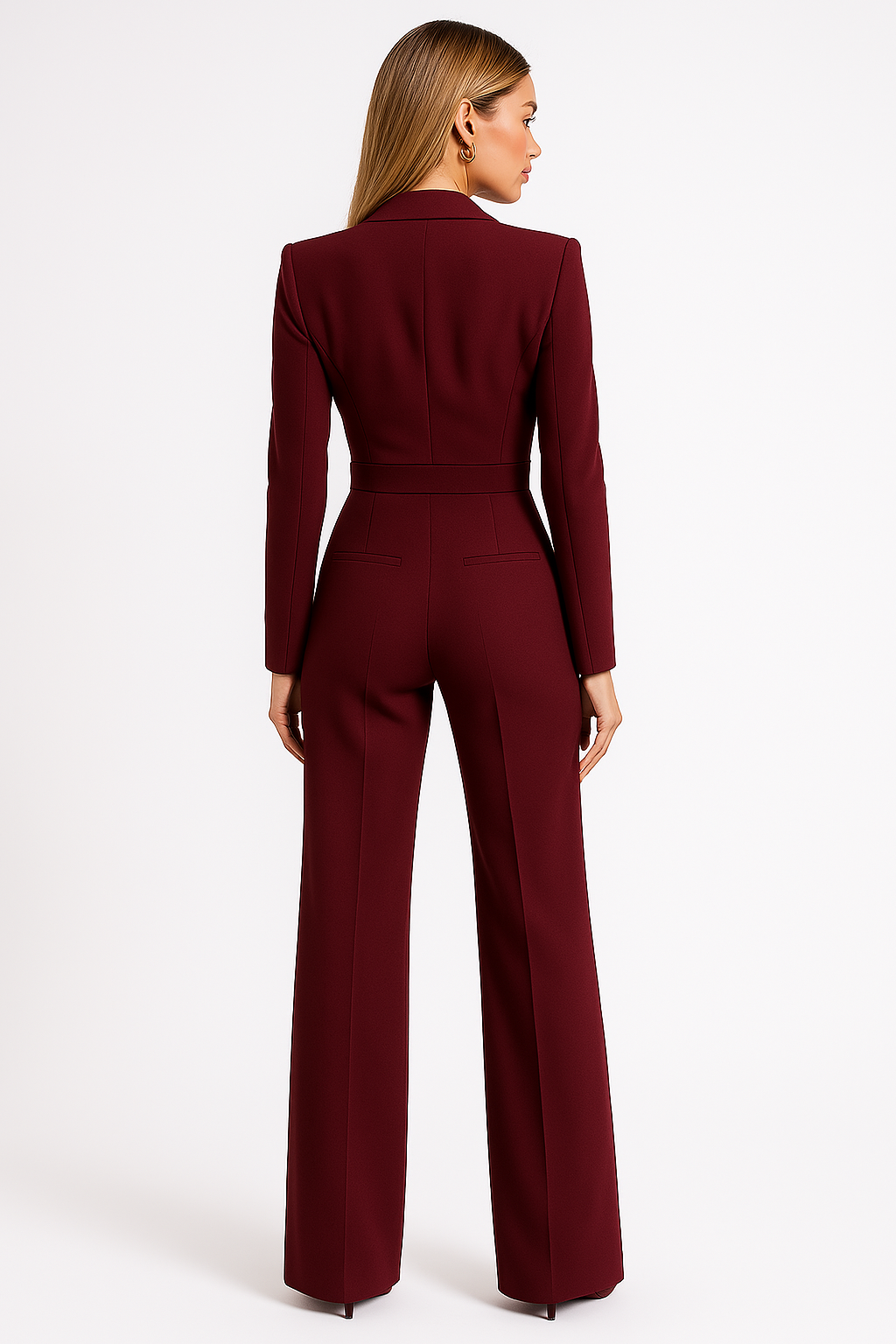 Stylish women's jumpsuit featuring a flattering V-neck and trendy wide-leg design for elegant events.
