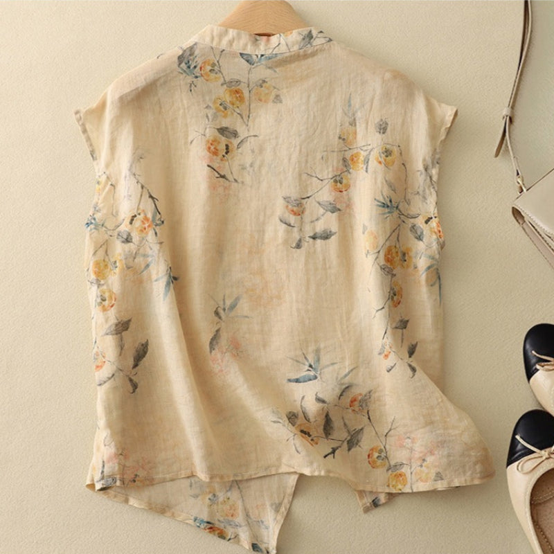 Stylish women's vintage sleeveless top, perfect for spring/summer elegant casual wear.
