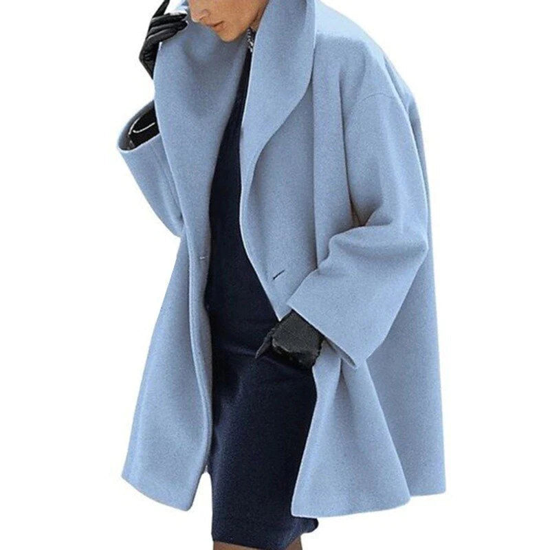 Chic women's winter jacket, elegant and warm, perfect for seasonal style. Button-down, hip-length coat for ladies.