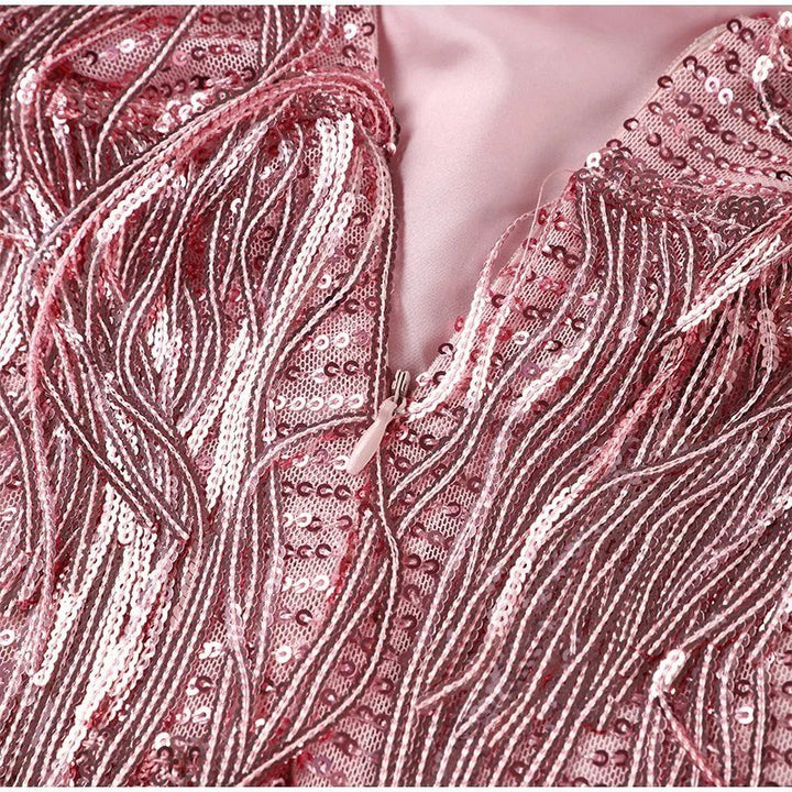 "Elegant women's cocktail dress with figure-hugging silhouette, perfect for formal events and special occasions."