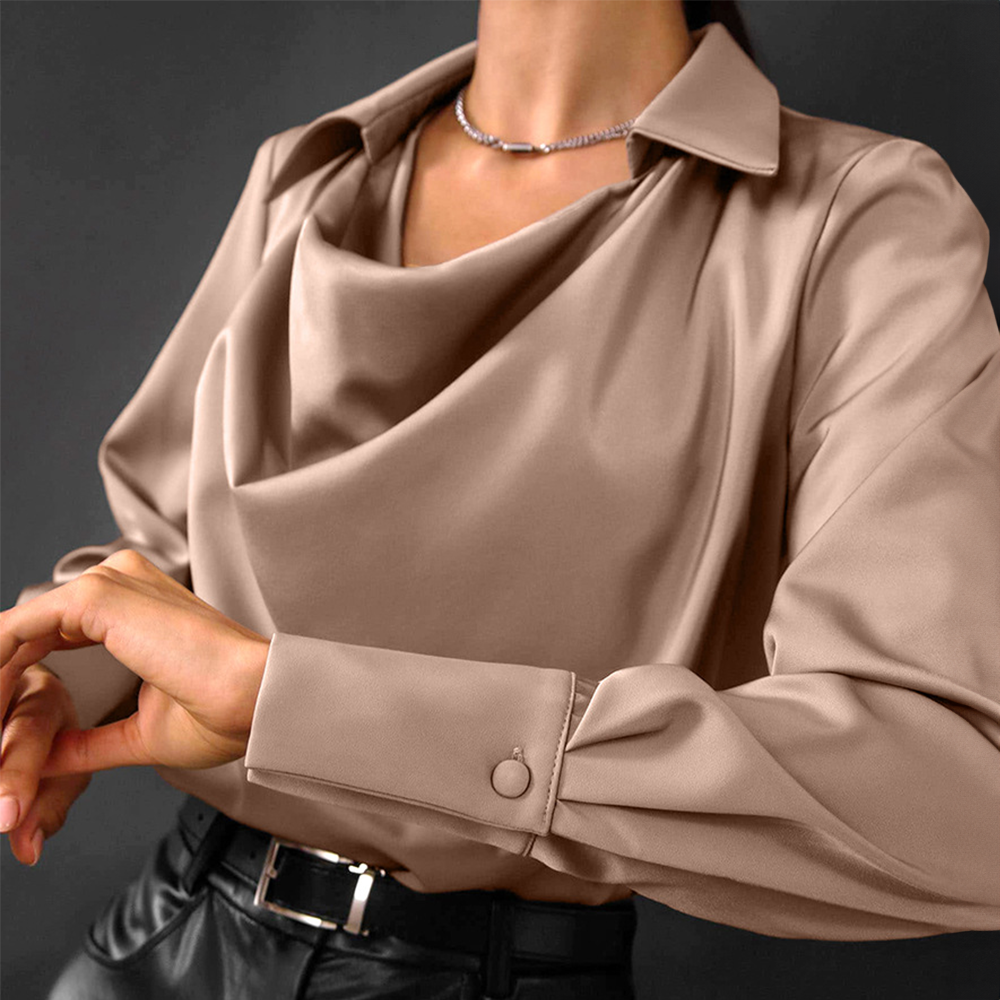 Elegant women's long-sleeve blouse, tailored fit, in multiple colors. Perfect for formal or casual occasions.