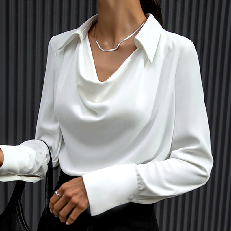 Elegant women's long-sleeve blouse, tailored fit, in multiple colors. Perfect for formal or casual occasions.