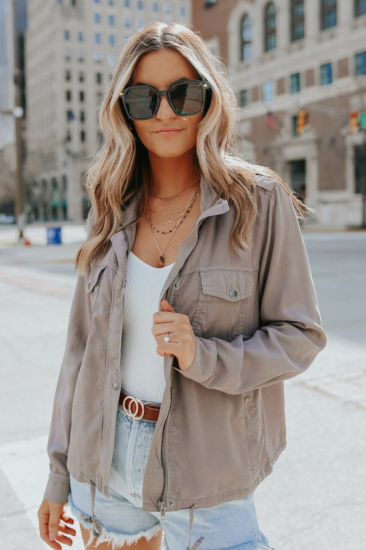 Eliza's stylish women's jacket, comfortable everyday wear, versatile fashion for ladies. Modern long sleeve outerwear.