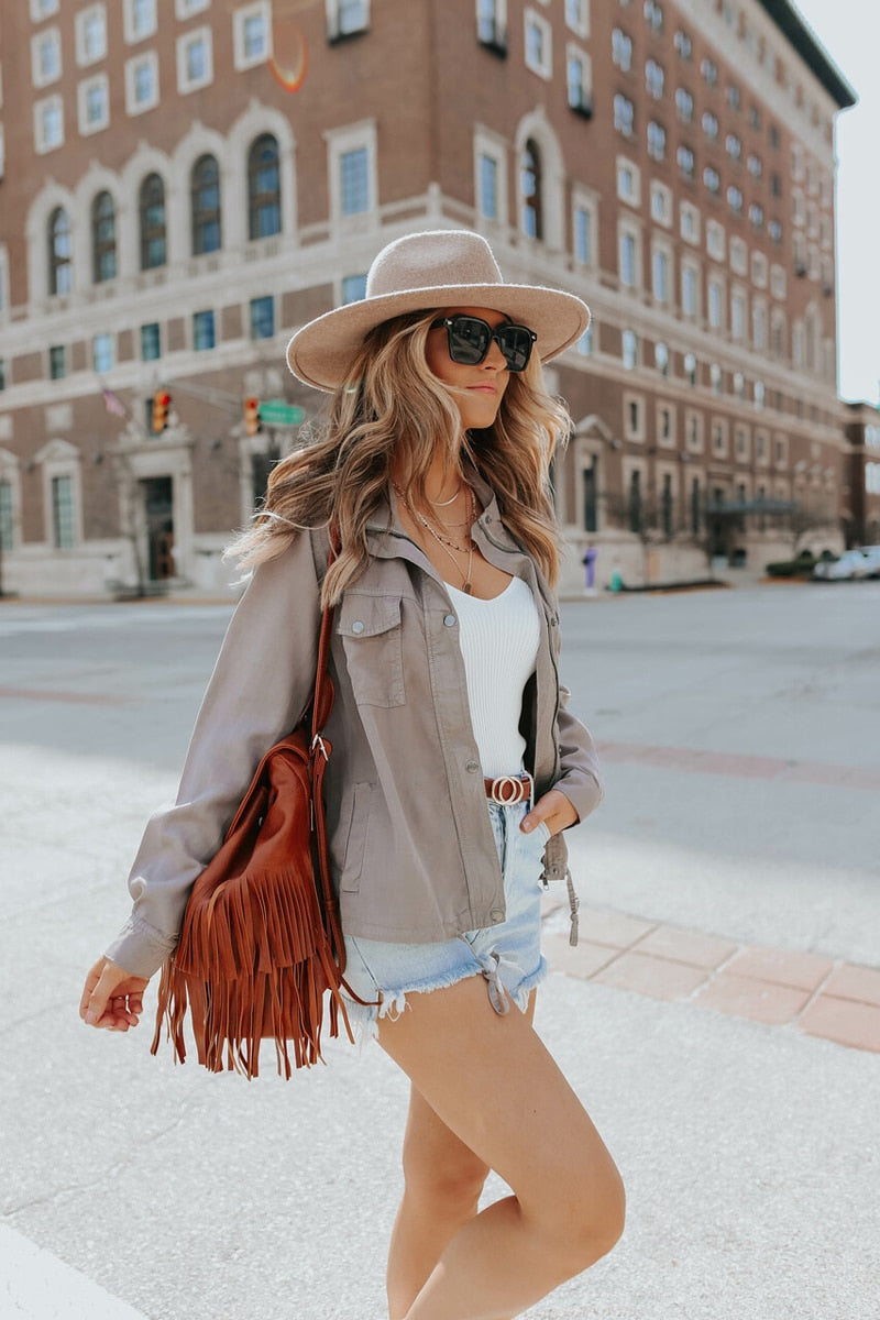Chic Eliza's women's jacket; versatile fashion for casual or formal wear. Comfortable, stylish outerwear for ladies.