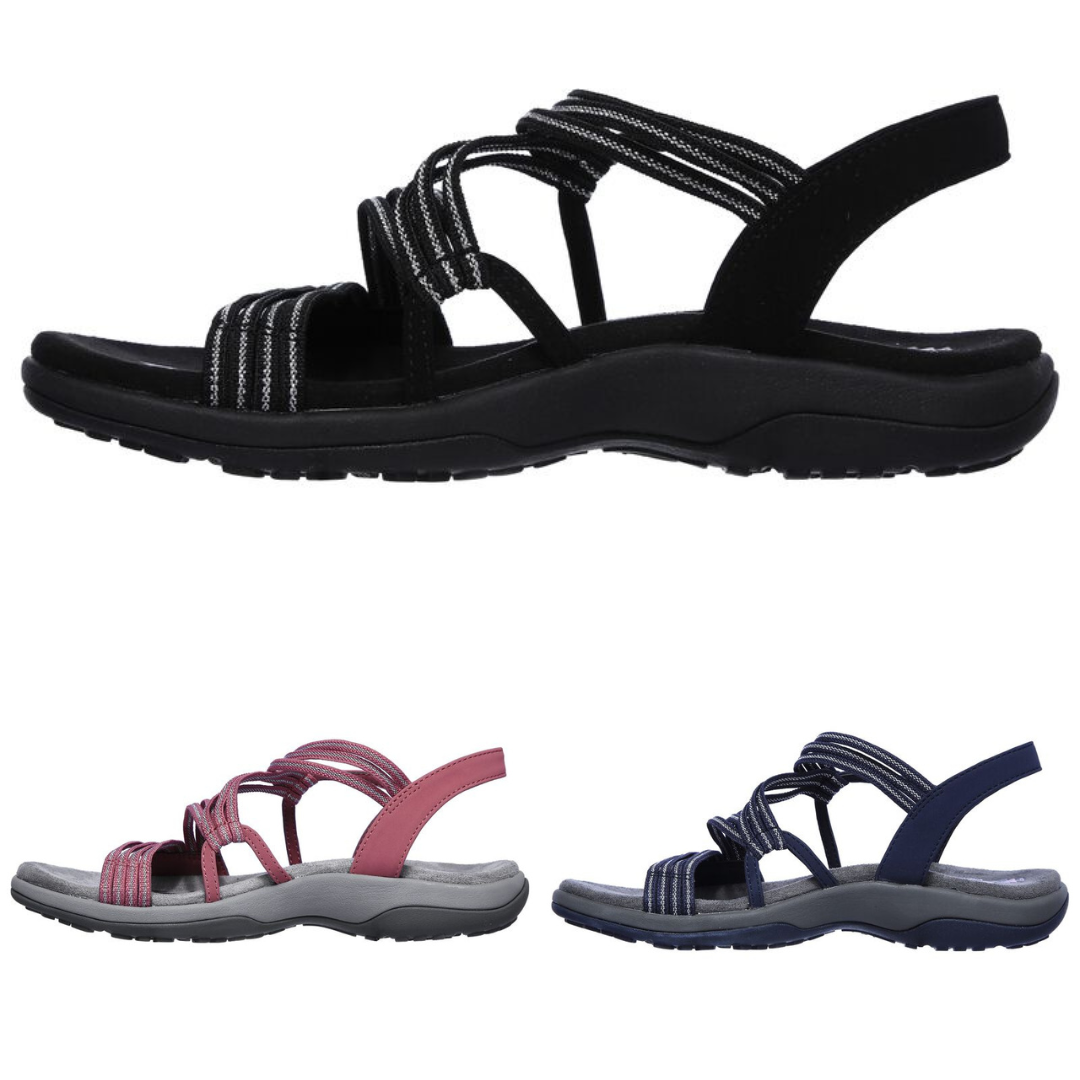 Elvira women's walking sandals featuring adjustable straps, contoured footbed & arch support for comfort.
