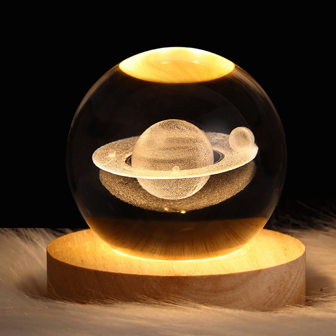Enchanting LED crystal light sphere, a 3D accent lamp perfect for elegant home decor.