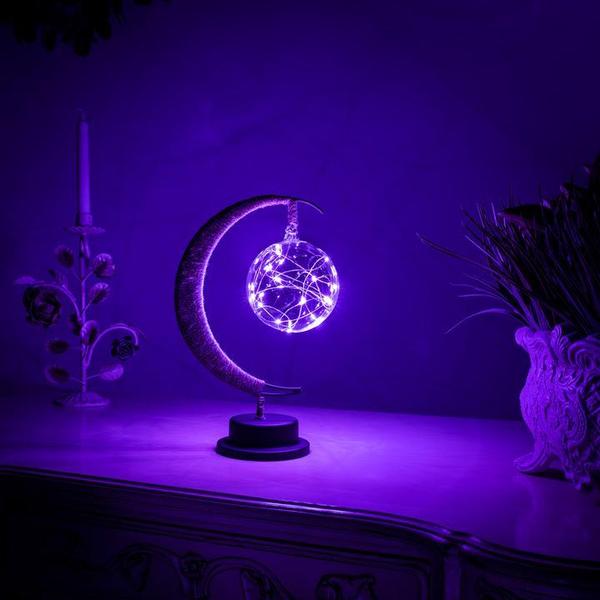 Battery-powered LED Moon Lamp, ideal bedside night light with an enchanting glow, perfect for mood lighting and room decor.
