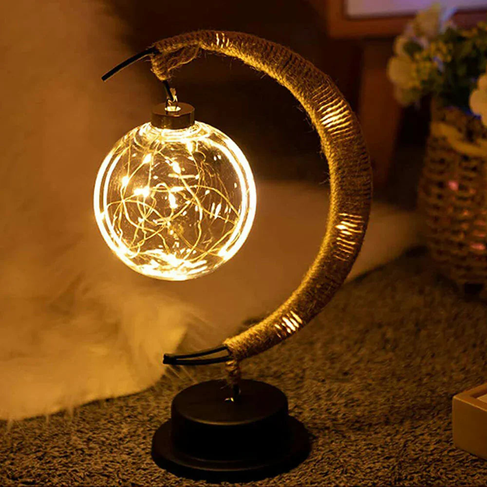 Decorative LED moonlight lamp, enhancing room aesthetic with a soft, ambient glow; an enchanting LED night light for any home.
