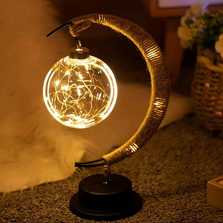 Decorative LED moonlight lamp, enhancing room aesthetic with a soft, ambient glow; an enchanting LED night light for any home.