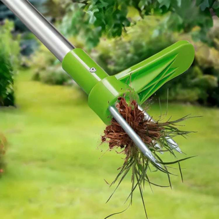 "Ergonomic garden weed puller for easy weeding, featuring durable steel design for effortless root removal without bending."