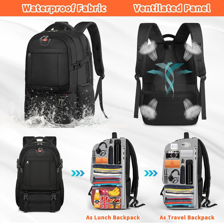 Anti-theft extra-large travel backpack, designed with hidden pockets & secure zippers for safe school or commuter use.