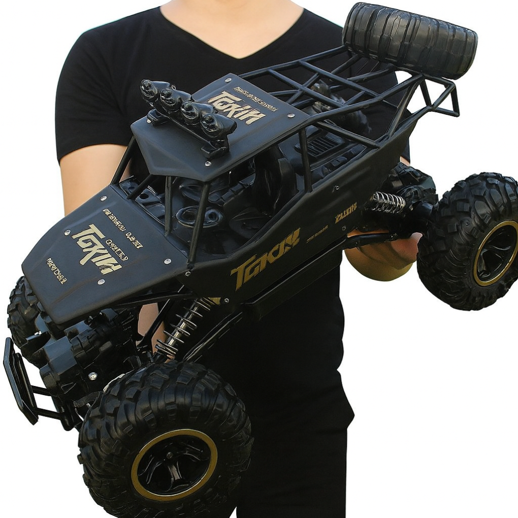 Powerful 4x4 remote control monster truck racing off-road. Durable, rechargeable RC toy car for all ages.