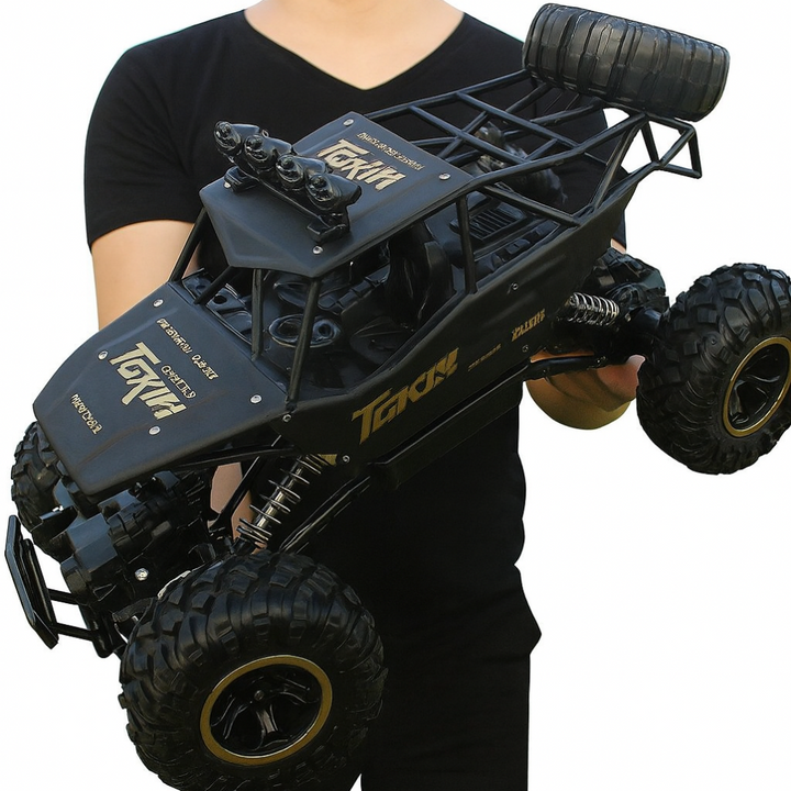 Powerful 4x4 remote control monster truck racing off-road. Durable, rechargeable RC toy car for all ages.