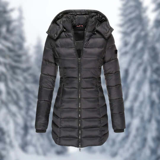 Women's Mid-Length Winter Coat with Detachable Hood