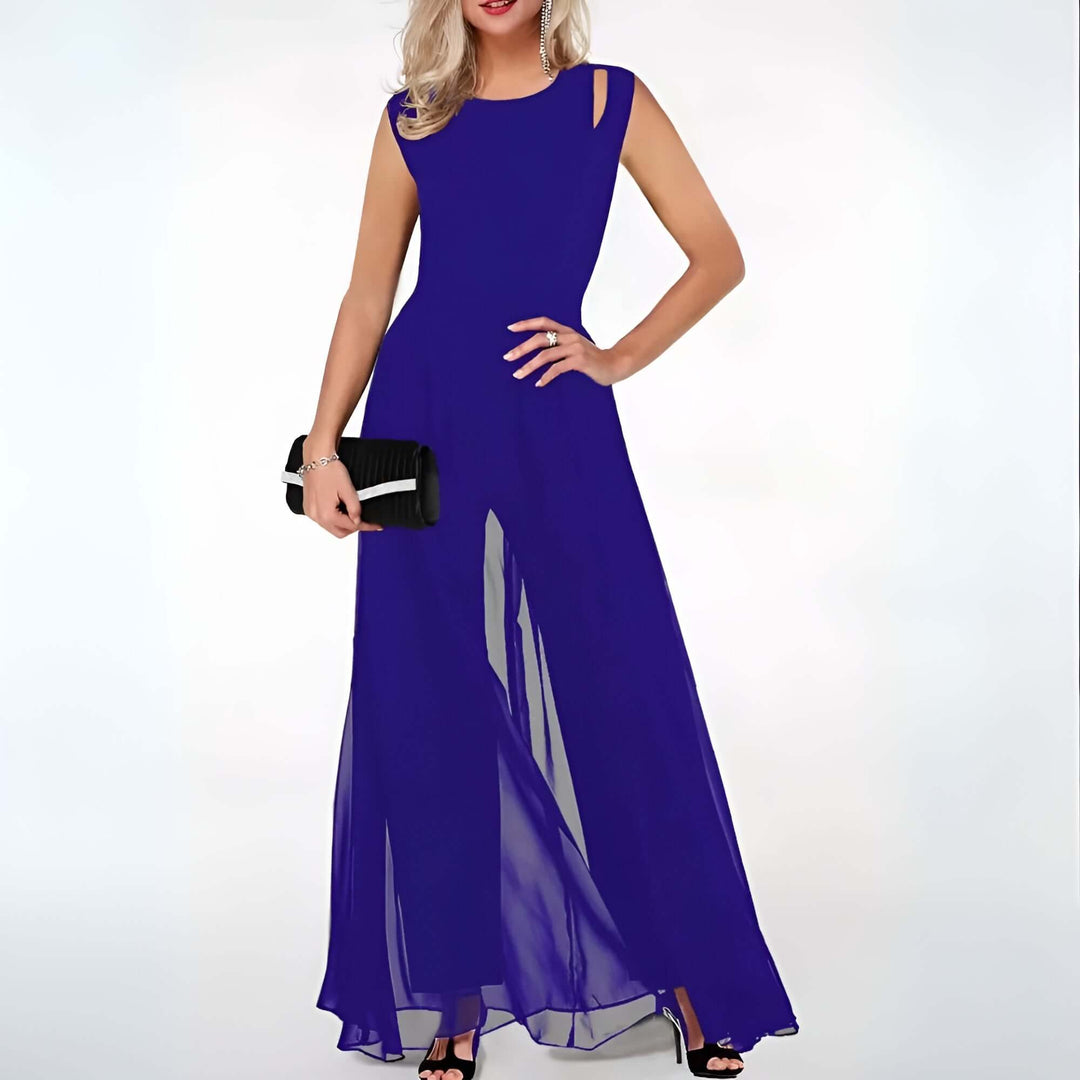 Sleeveless Wide-Leg Jumpsuit with Cut-Out Detail