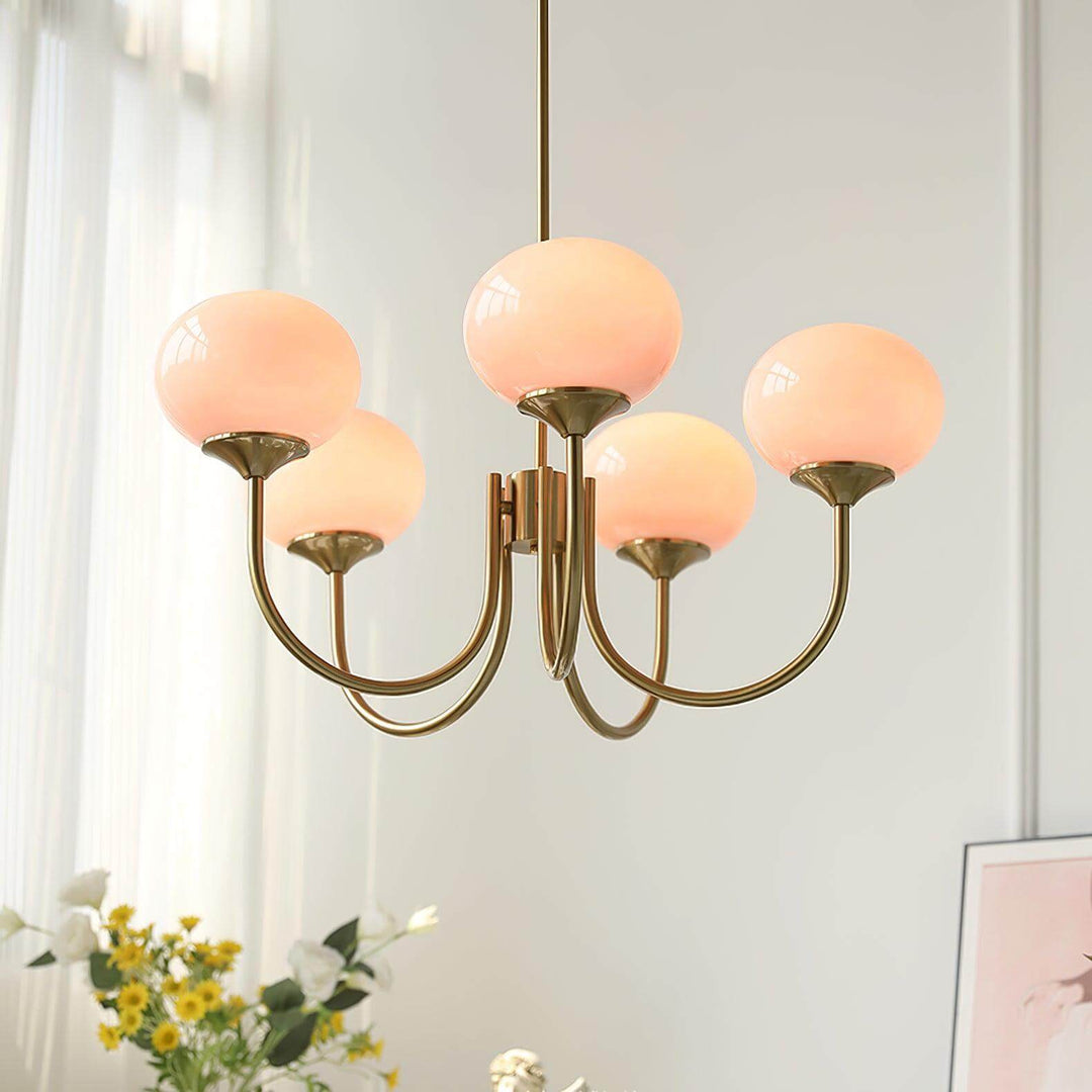 Pink Glass Ceiling Light Fixture Modern Chandelier