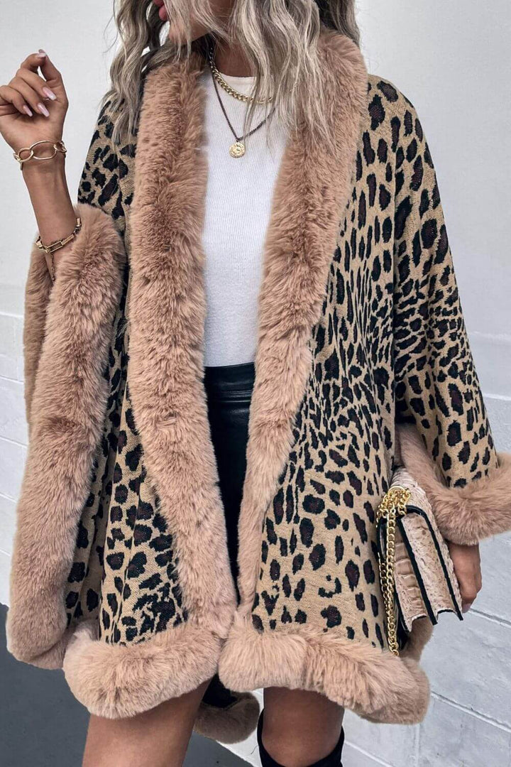 Leopard Print Open Poncho