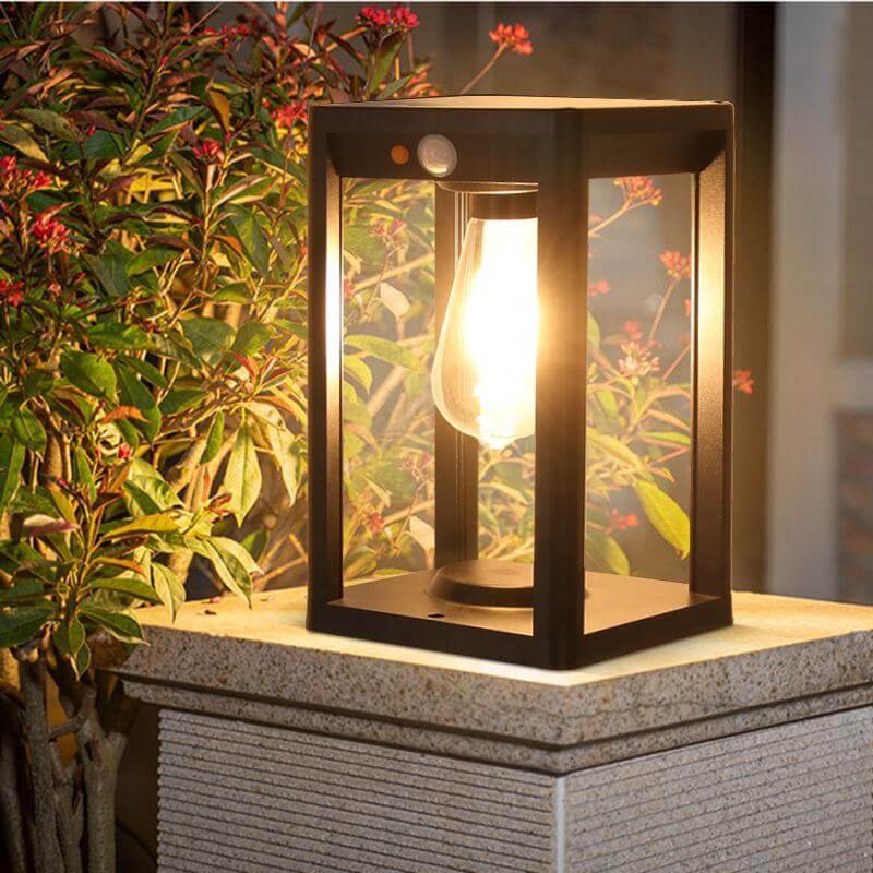 Solar Pillar Lamp with Motion Sensor - Outdoor LED Garden Light