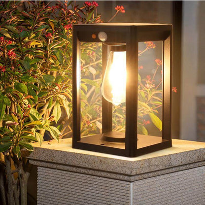 Solar Pillar Lamp with Motion Sensor - Outdoor LED Garden Light