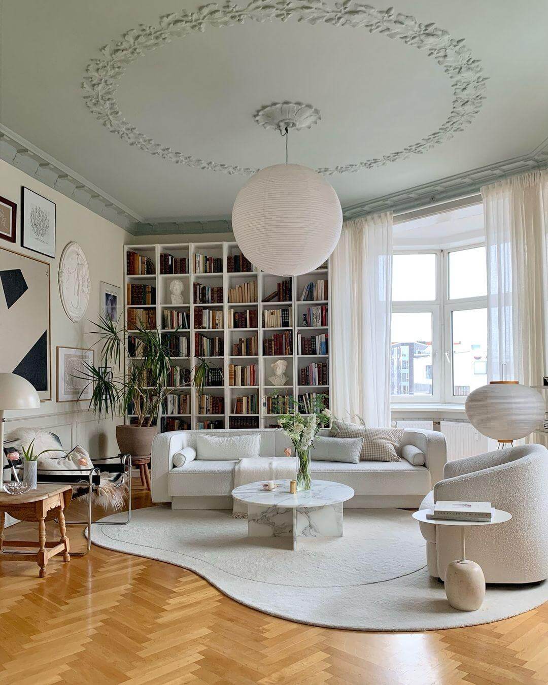 Japanese Cotton Paper Pendant Lamp with Steel Wire