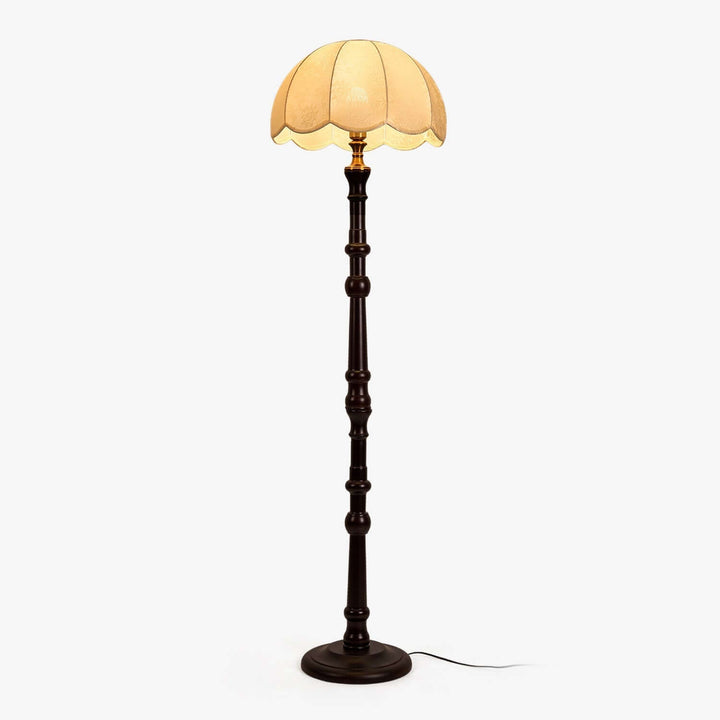 Elegant Wooden Floor Lamp with Fabric Shade