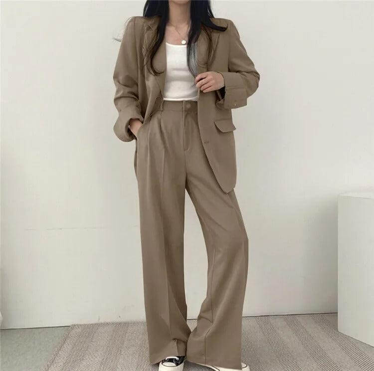 Women's Tailored Blazer and Straight-Leg Pants Set