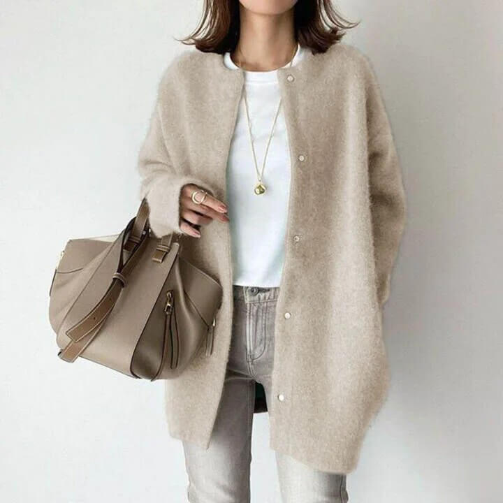 Women's Knitted Cardigan with Button Closure