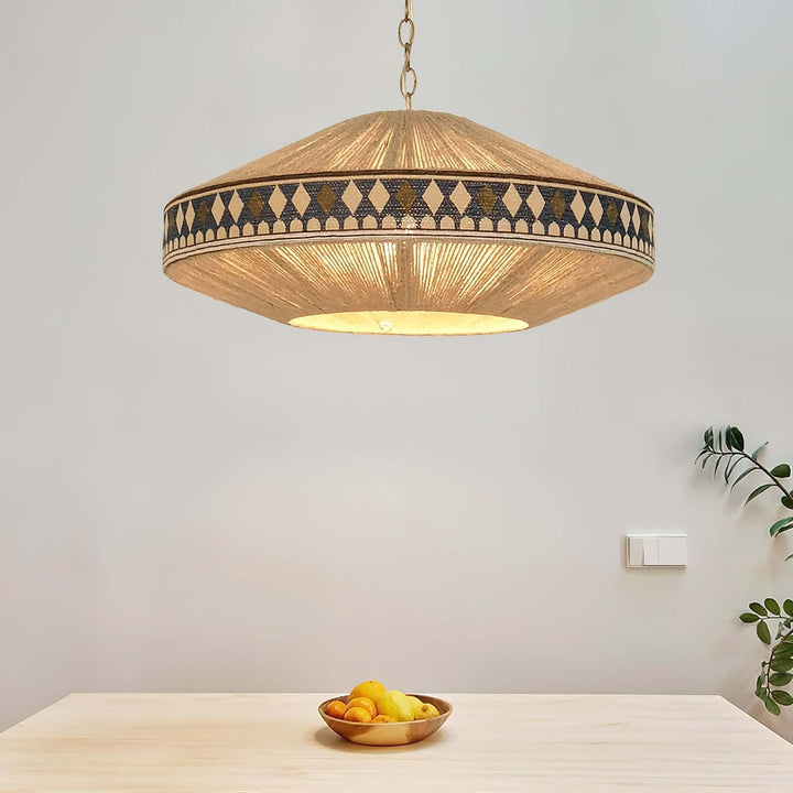 Woven Pendant Lamp with Fringes