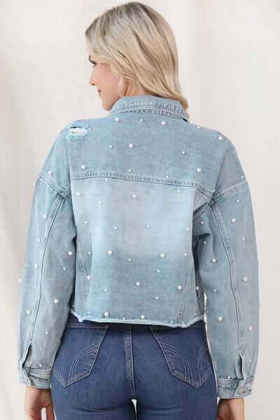 Women's Pearl-Trim Denim Jacket