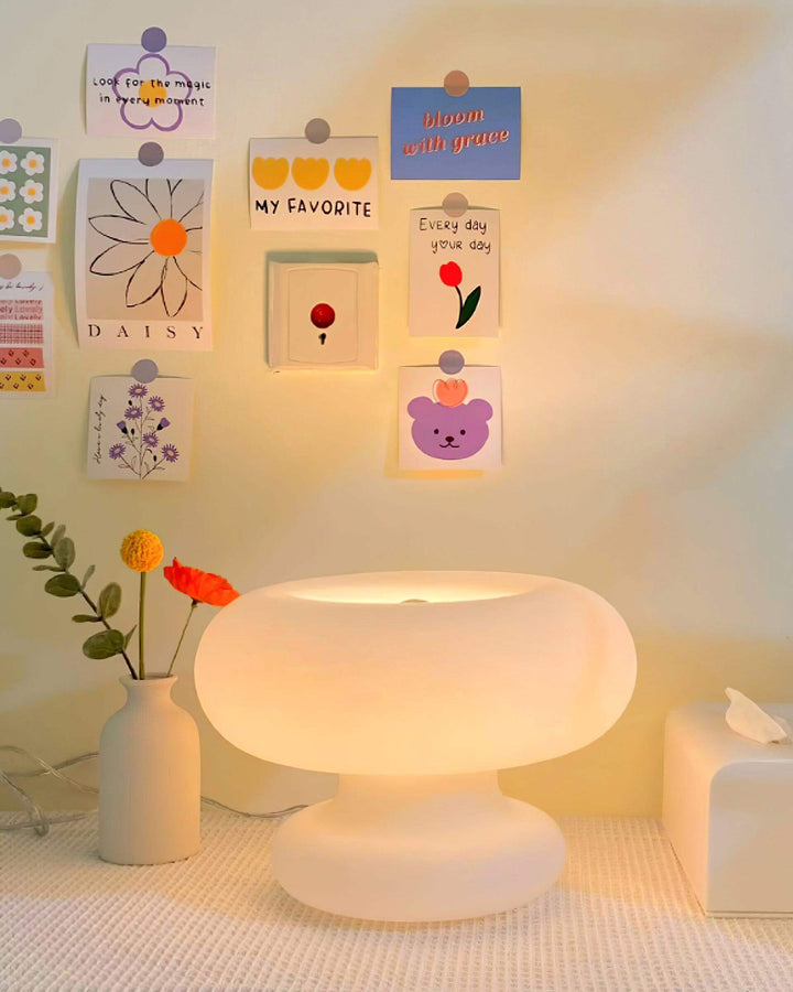 Modern Round Table Lamp with Metal Accent