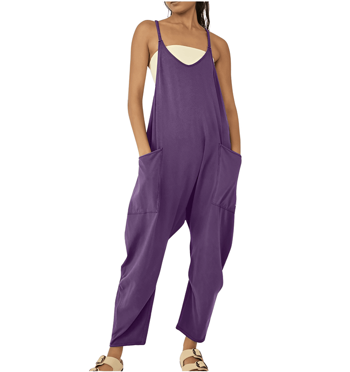 Women's Sleeveless Casual Jumpsuit with Pockets