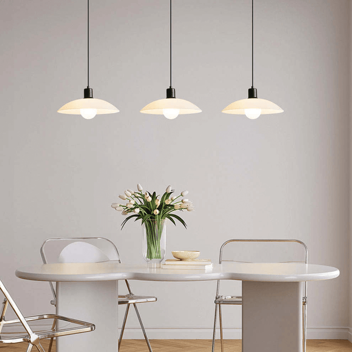 Modern White Glass Disc Pendant Light