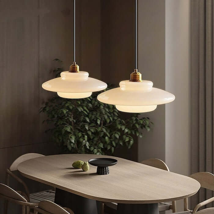 Modern White Glass Pendant Light Fixture