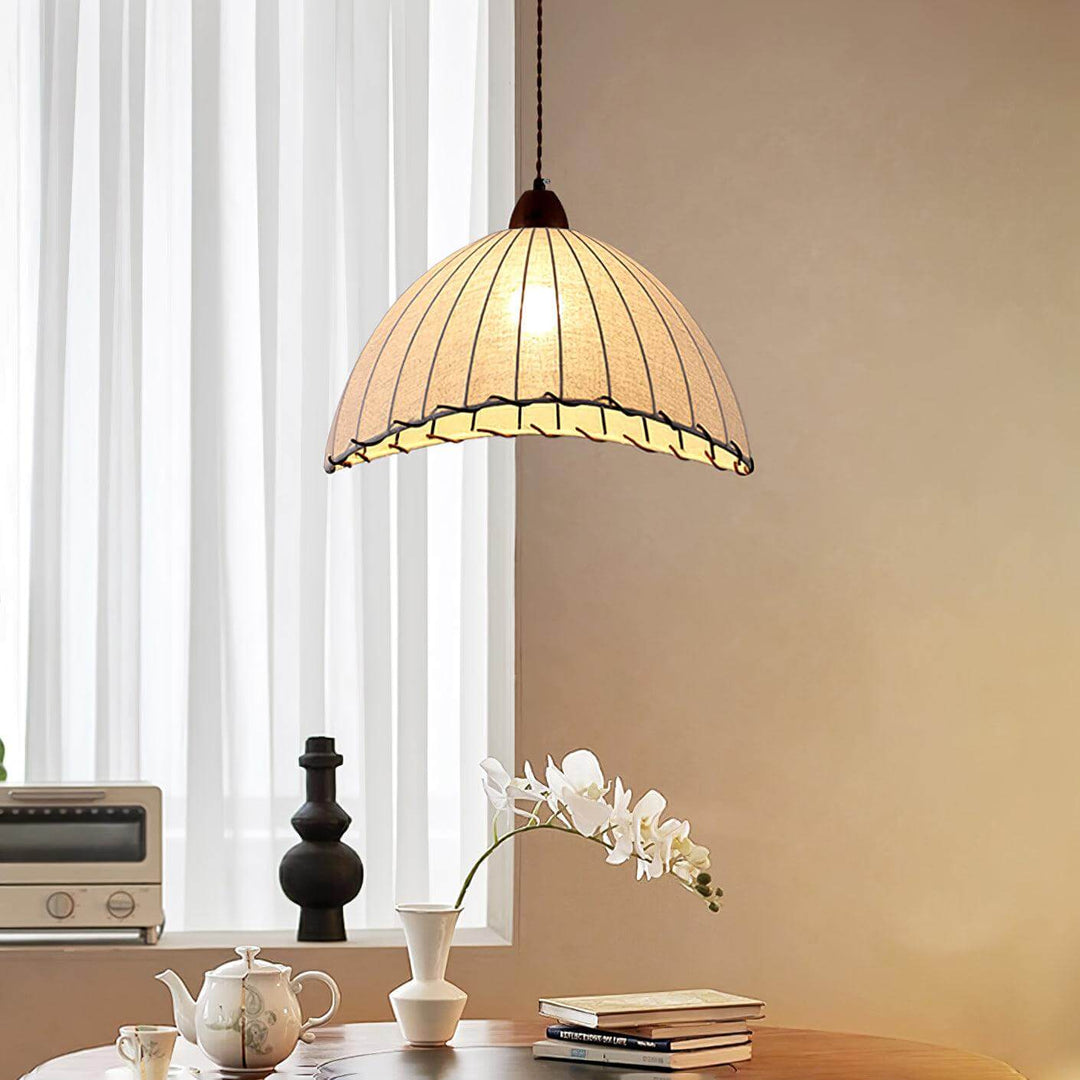 Wood & Fabric Pendant Lamp