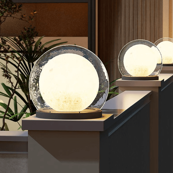 Solar Garden Light,Outdoor Pillar Lamp Post,Moon Shaped Decor