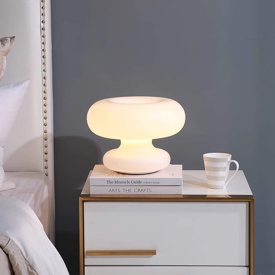 Modern Round Table Lamp with Metal Accent