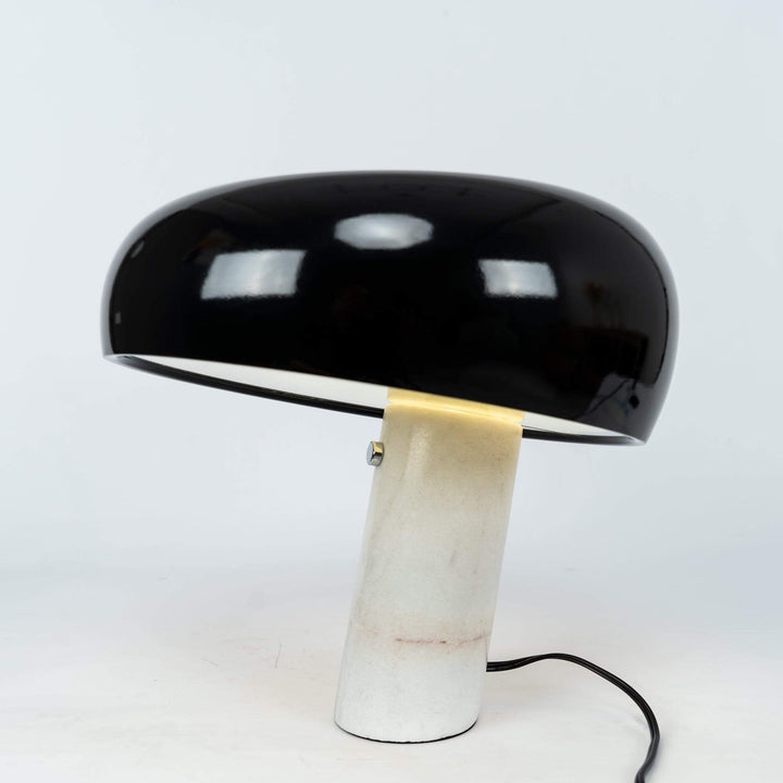 Carrara Marble Table Lamp with Glazed Metal Reflector