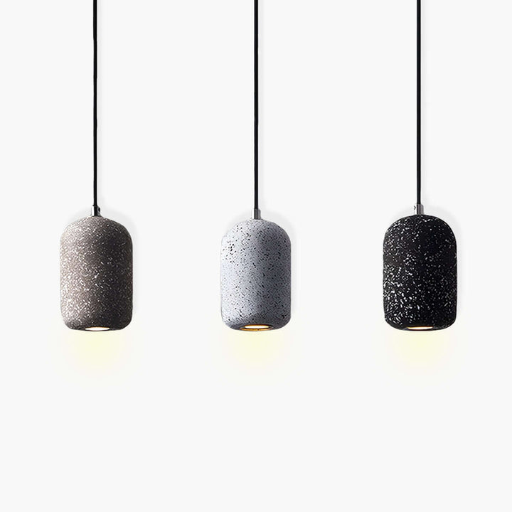 Modern Industrial Pendant Light Fixture, Cement, Glass, Dia 16cm