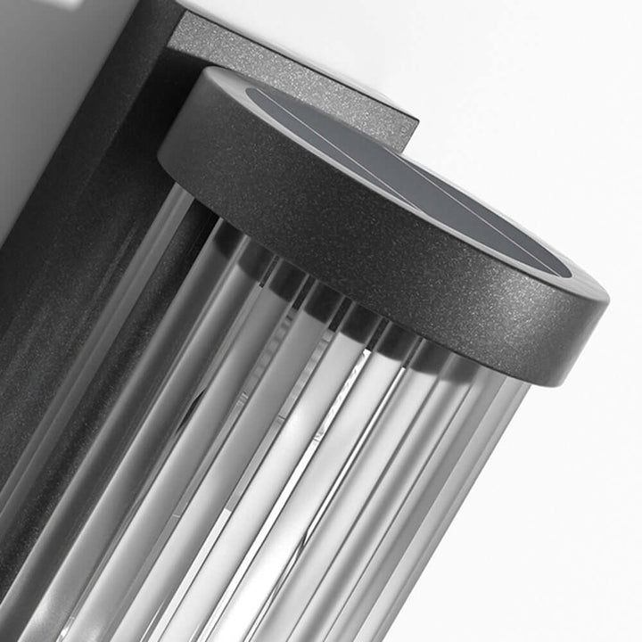 Cylindrical Metal & Glass Outdoor Solar Lamp