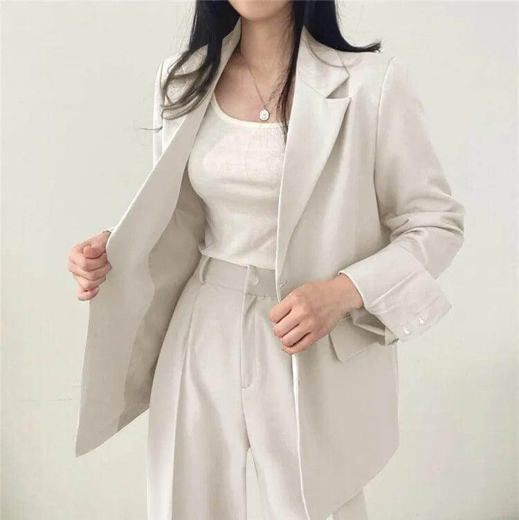 Women's Tailored Blazer and Straight-Leg Pants Set