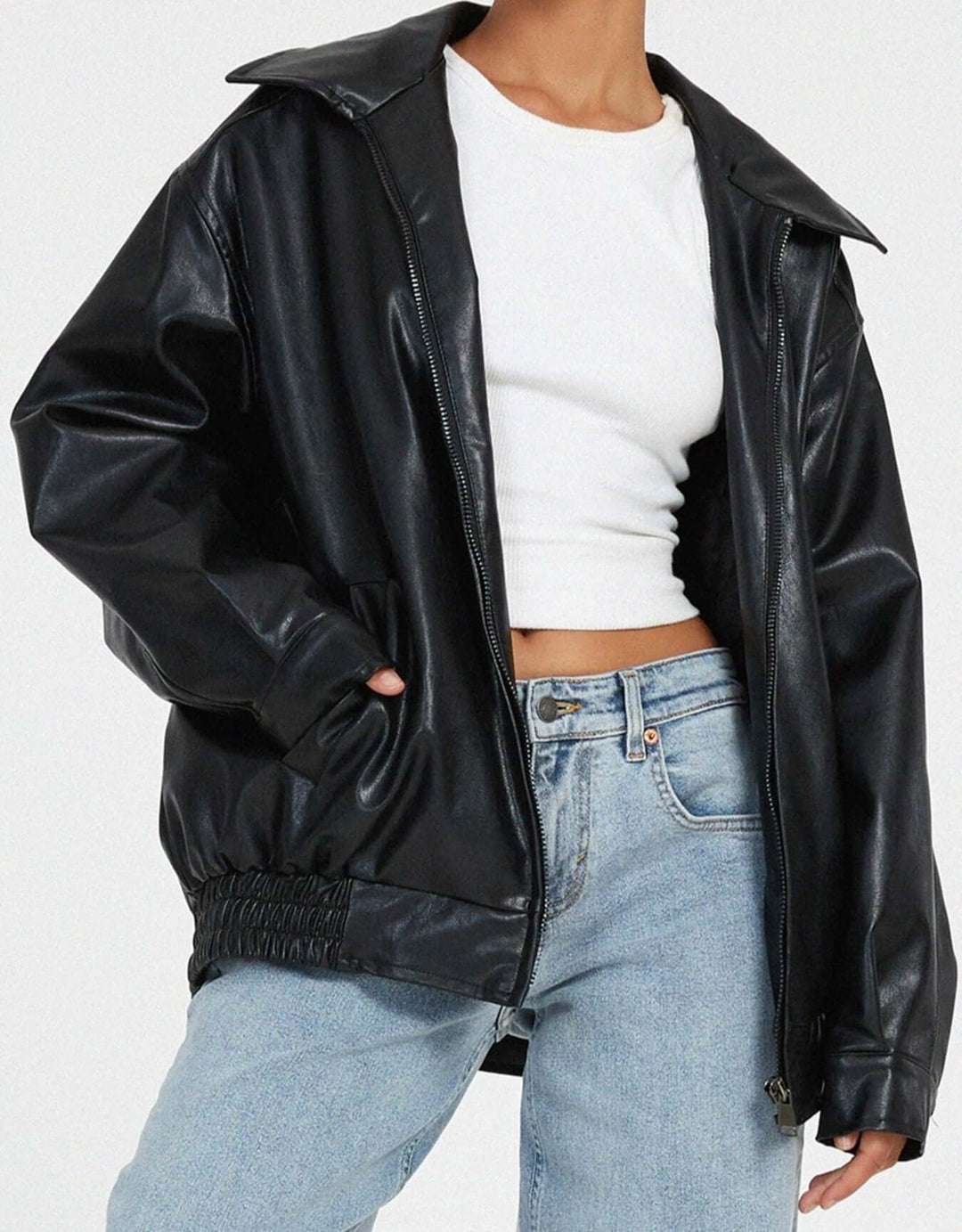 Oversized Women's Faux Leather Jacket