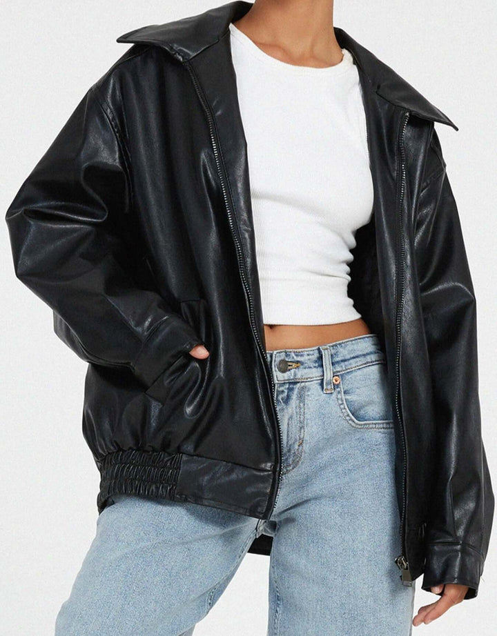 Oversized Women's Faux Leather Jacket