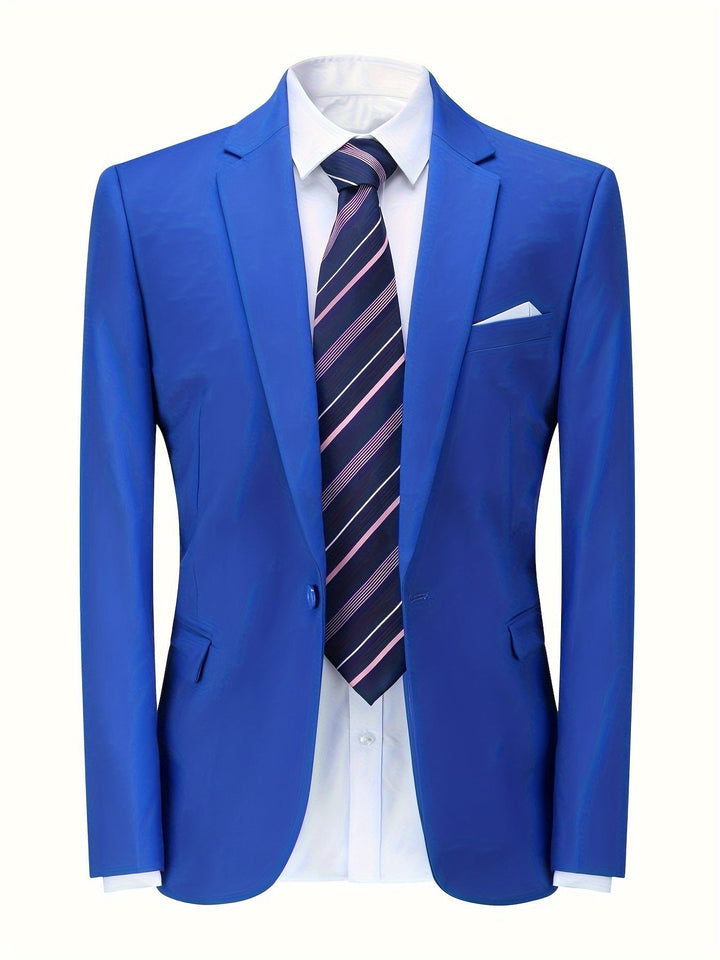 Versatile men's classic solid blazer for business, formal, or smart casual office attire.