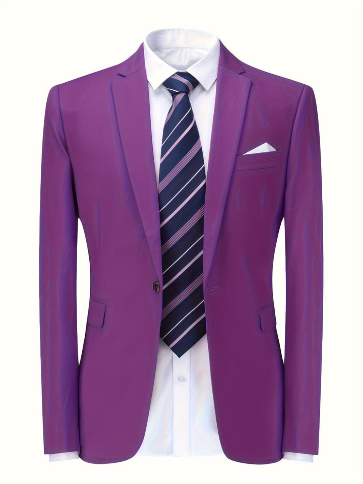 Professional men's office attire: a classic solid blazer, ideal for business wear.