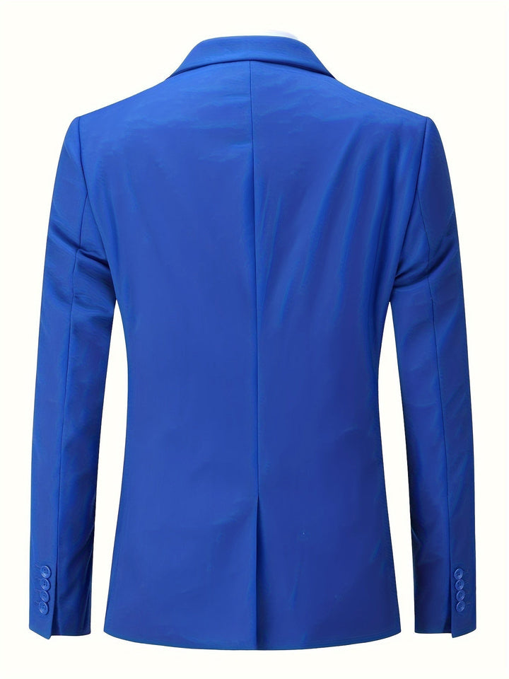 Timeless men's fashion: Classic solid blazer, a versatile formal jacket for business & style.