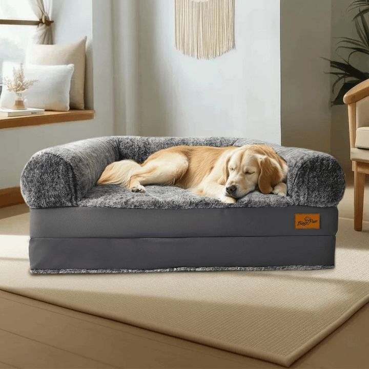 Foldable calming pet bed with plush bolsters, ideal for bonding with pets. Lightweight, spacious, and easy to maintain.