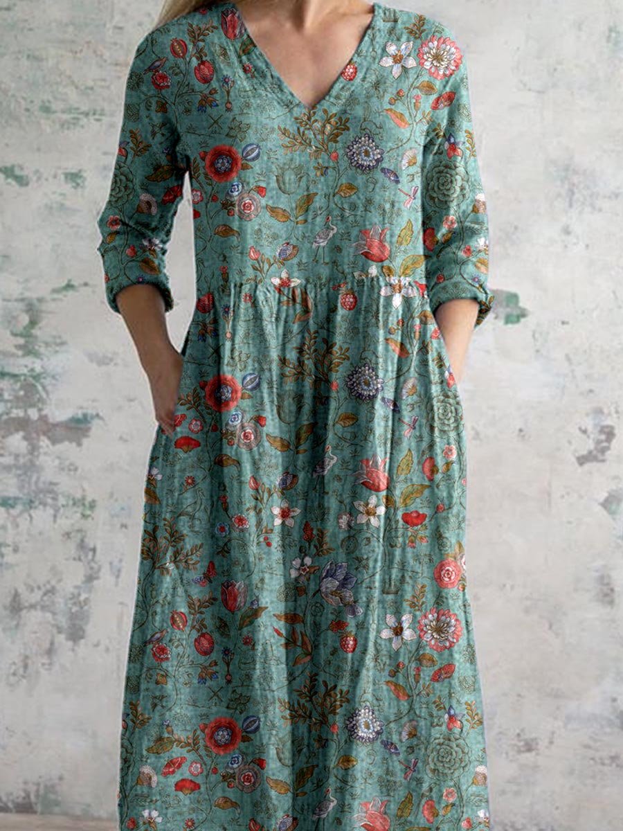 Women's Floral V-Neck Empire Waist Summer Dress – GLOVERA